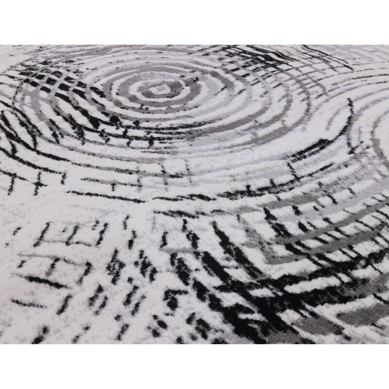 Dream Collection Abstract Circles Black and Grey Rug