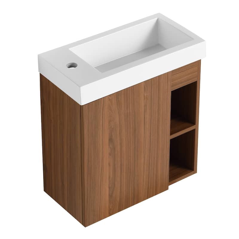 20" Floating Bathroom Vanity with Soft-Close Door and Resin Sink, Space-Saving Wall-Mounted Design