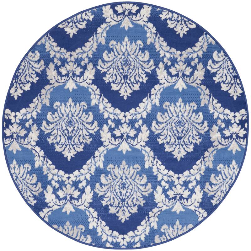 Nourison Whimsicle Boho French Country Floral Blue Ivory Area Rug