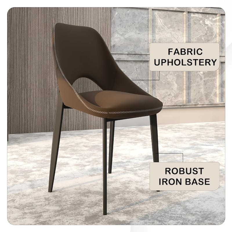 Amalfi Mid-Century Modern Upholstered Dining Chair - Open Back Side Chair with Metal Legs for Kitchen, Dining Room & Living Room