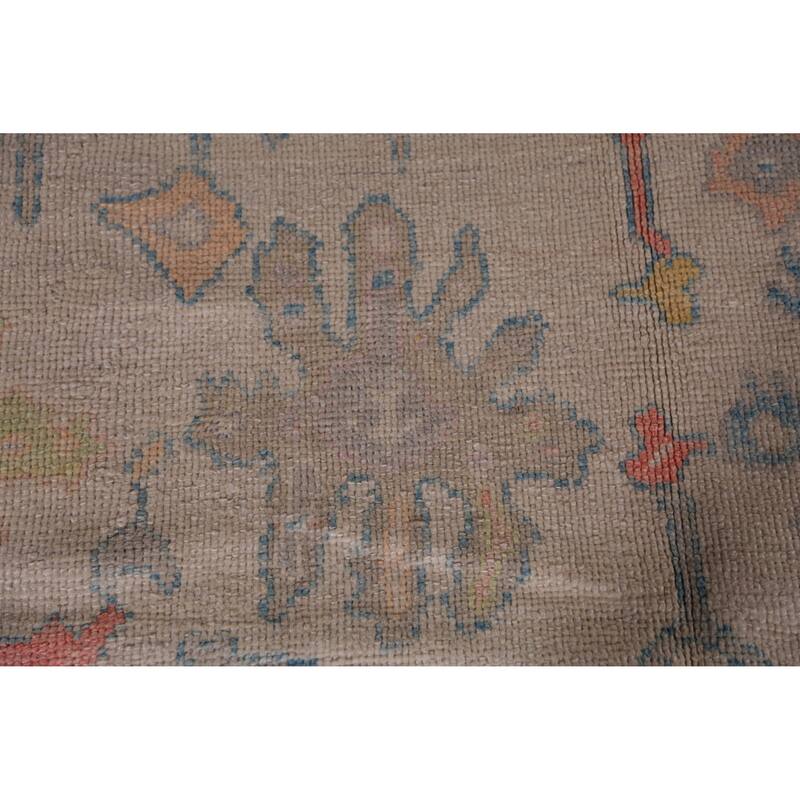 Hand Knotted Oriental 100% Wool Carpet Transitional All-Over Beige & Ivories Oushak Area Rug - 12' 5'' X 8' 7''