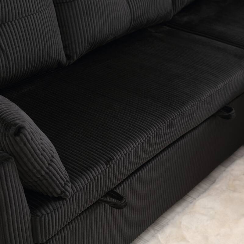 L-shaped multi-functional reversible storage Velvet combination sofa