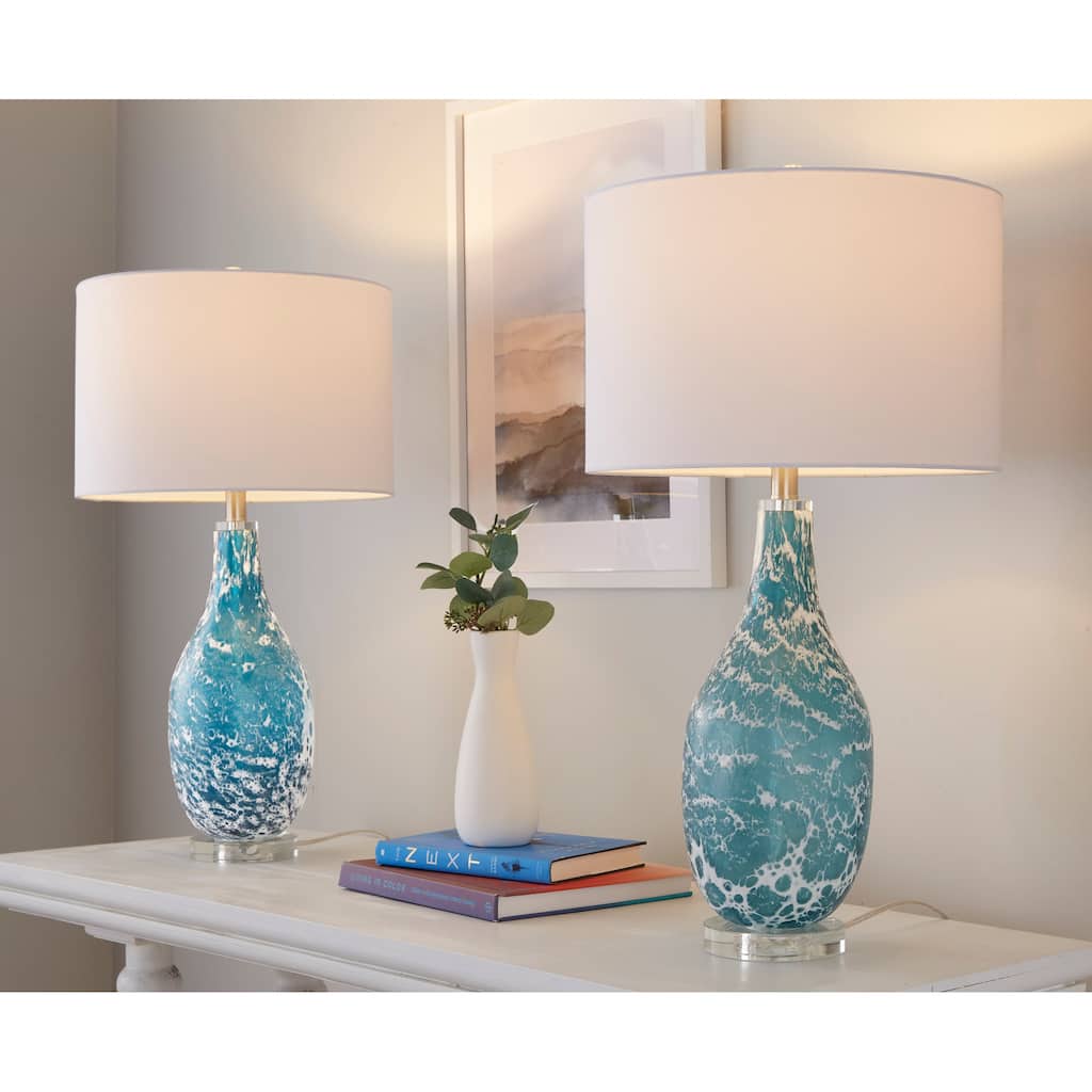 Silver Orchid Riona 29" Glass Table Lamp (Set of 2)