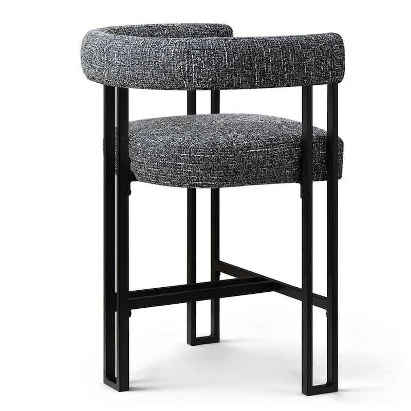 24" Seat Height Upholstered Tweed Solid Back Counter Stool(Set of 4) - Set of 4