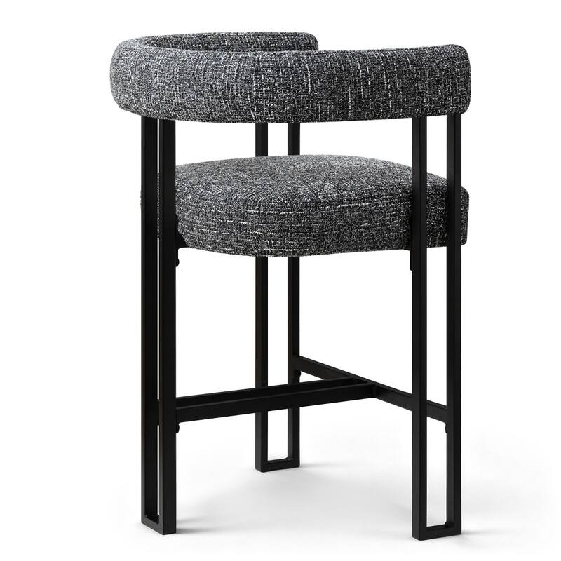24" Seat Height Upholstered Tweed Solid Back Counter Stool(Set of 6)