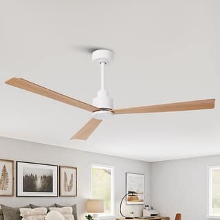 52-inch Farmhouse White Remote Indoor Ceiling Fan without Lights