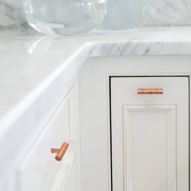 Copper Kitchen T Bar Cabinet Pulls 100% Solid Brass Drawer Knob (10-PACK)
