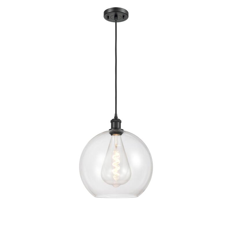 Innovations Lighting Ballston Athens 1 Light 12" Cord Hung Mini Pendant - Clear/Matte Black