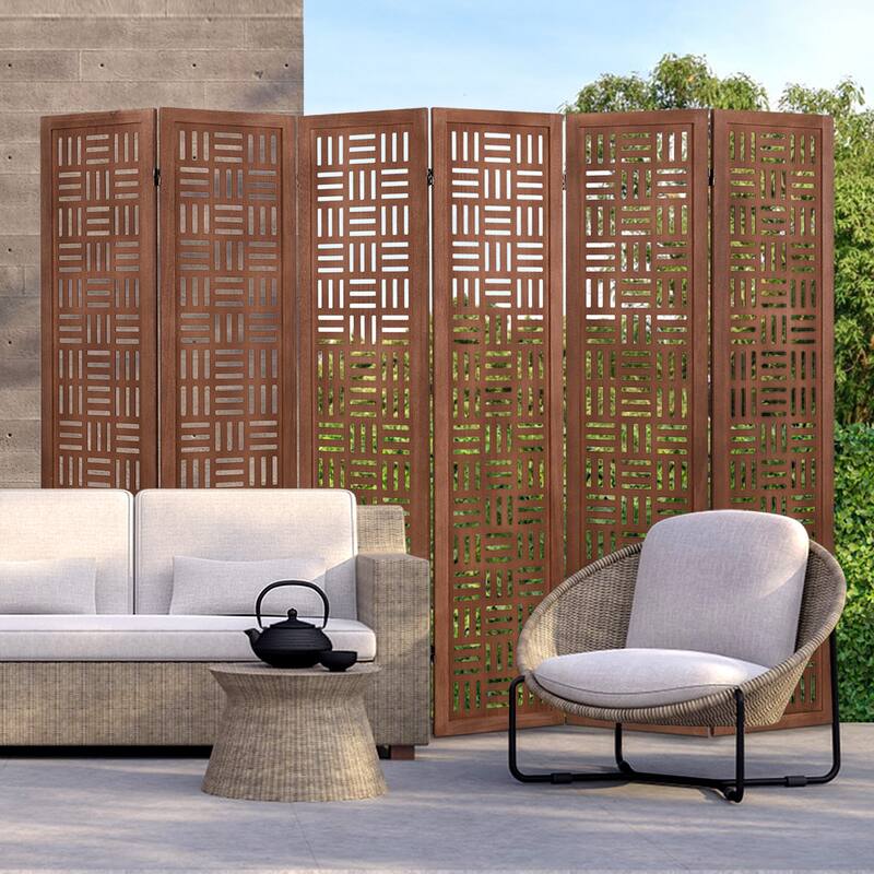 Gymax 6-Panel 5.5 FT Folding Partition Stand w/Double Action Metal