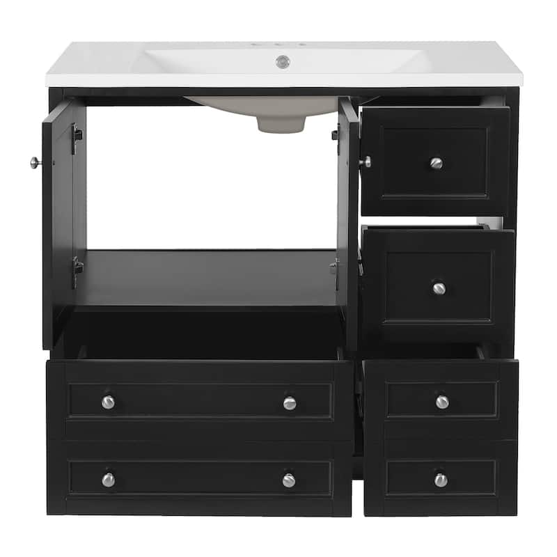 36 " Bathroom Vanity with Sink with 4 Drawers and Shelves
