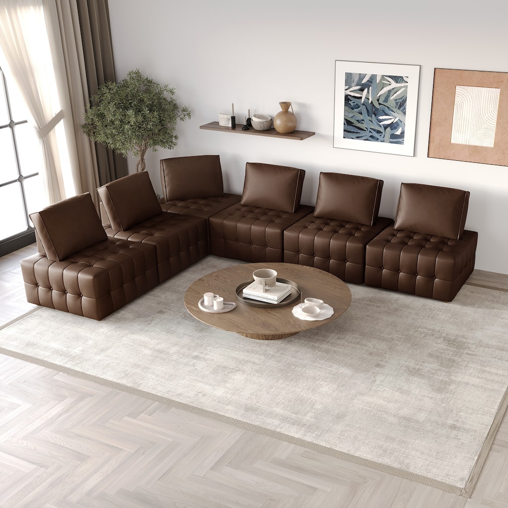 CraftPorch 6-Piece Elegance Button-Tufted PU Upholstered