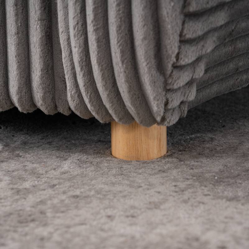 Modern Corduroy 2-Seater Sofa Corner sofa with Solid Wood Frame, for Living Room and Apartment, Grey