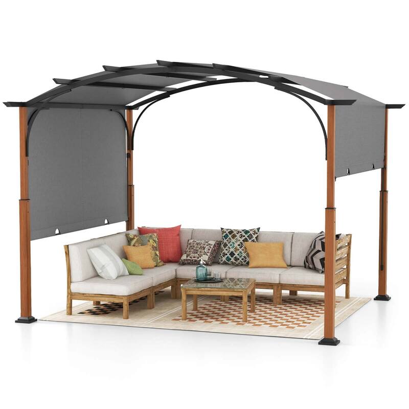 Costway 10 x 12 FT Outdoor Retractable Pergola with Retractable Canopy - See Details
