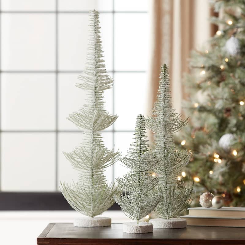 Frosted Pine Artificial Tabletop Christmas Trees - 2' - Set of 3 - under-3-feet