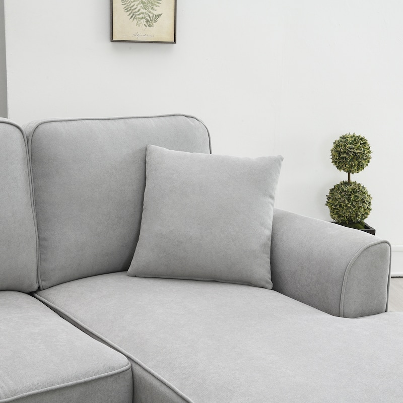 Grey 108" Modern U-Shaped 7-Seater Sofa Set with Pillows