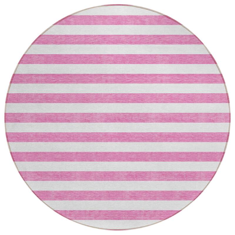 Machine Washable Indoor/ Outdoor Cabana Striped Chantille Rug