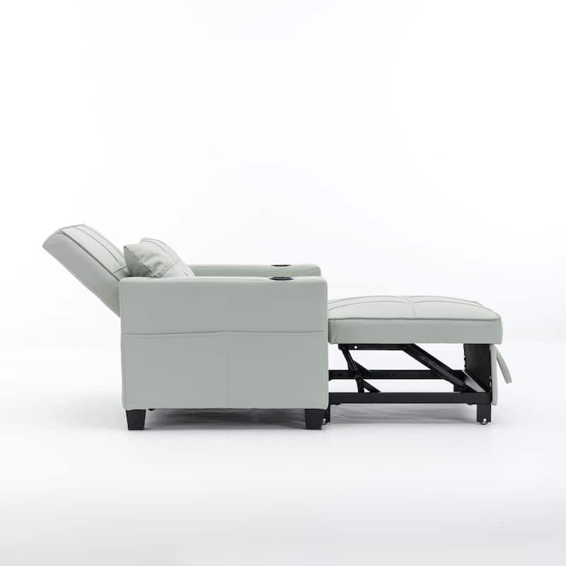 Faux Leather Convertible Sofa Bed with USB Ports