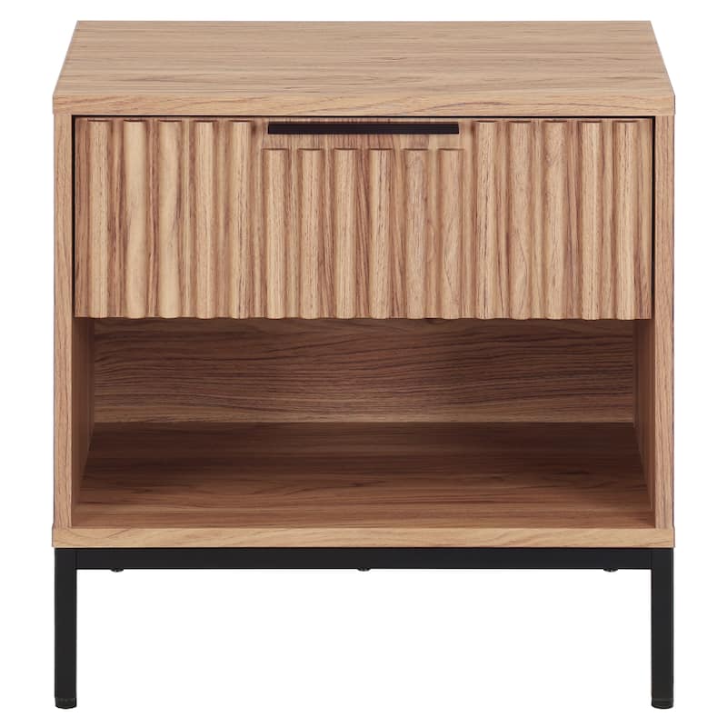 SAFAVIEH Home Lylia 1-Drawer Nightstand - Oak/Black