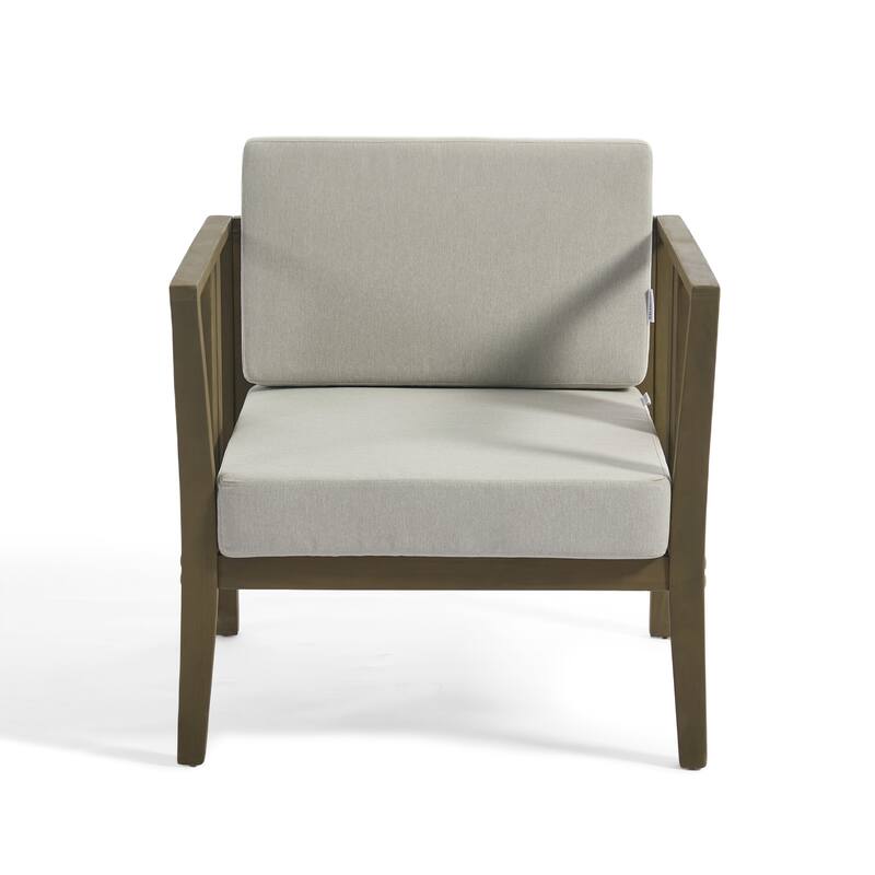 Casual 29"W Outdoor Patio Armchair Set In Solid Teak Wood with Cushion