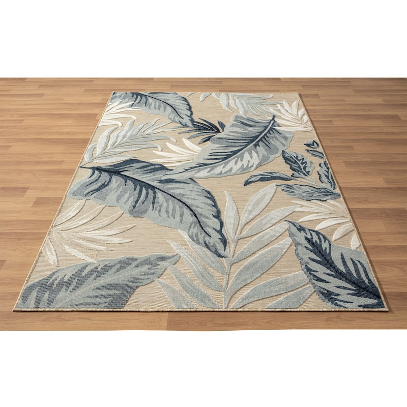Sevita Botanical Textured Contemporary Indoor/Outdoor Area Rug