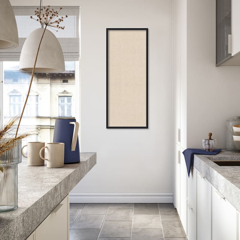 Amanti Art Framed Fabric Pinboard Natural Linen Printed Bulletin Board