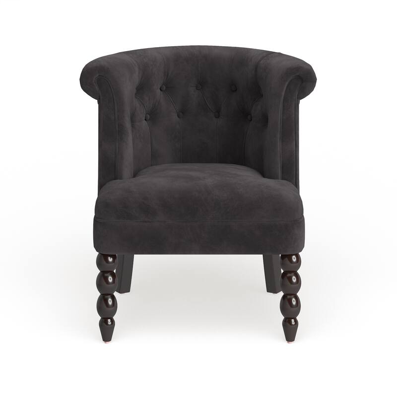 Silver Orchid Heston Victorian Style Contemporary Black Velvet Upholstered Accent Chair