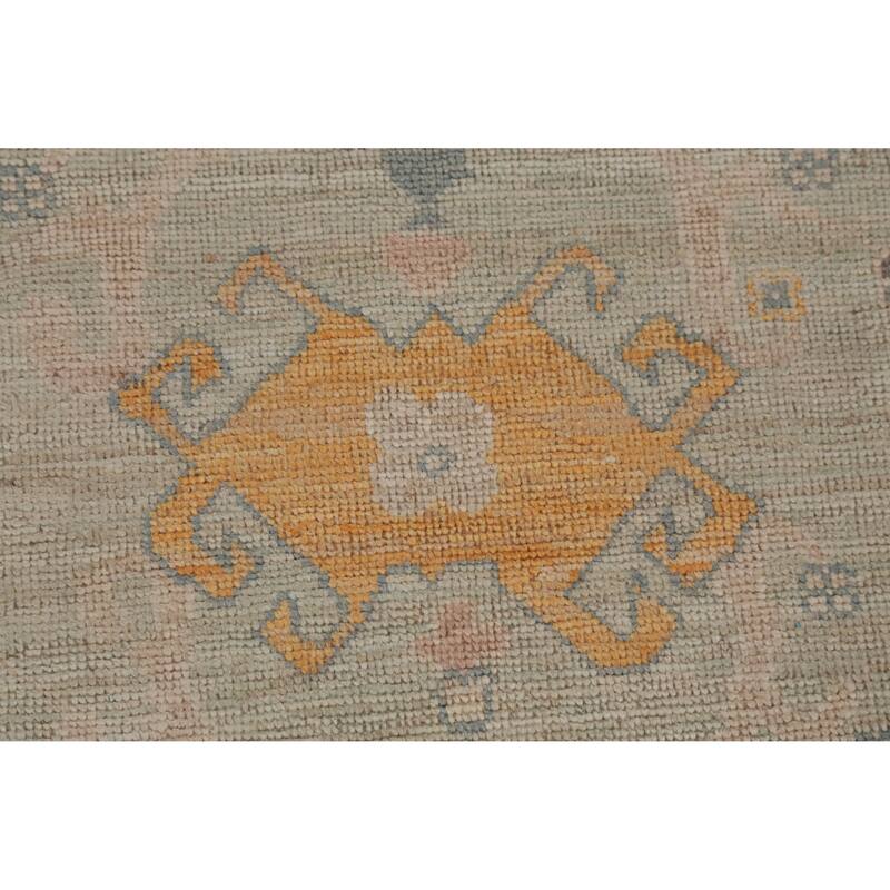 Hand Knotted Oriental 100% Wool Carpet Transitional All-Over Green Oushak Area Rug - 12' 0'' X 9' 3''