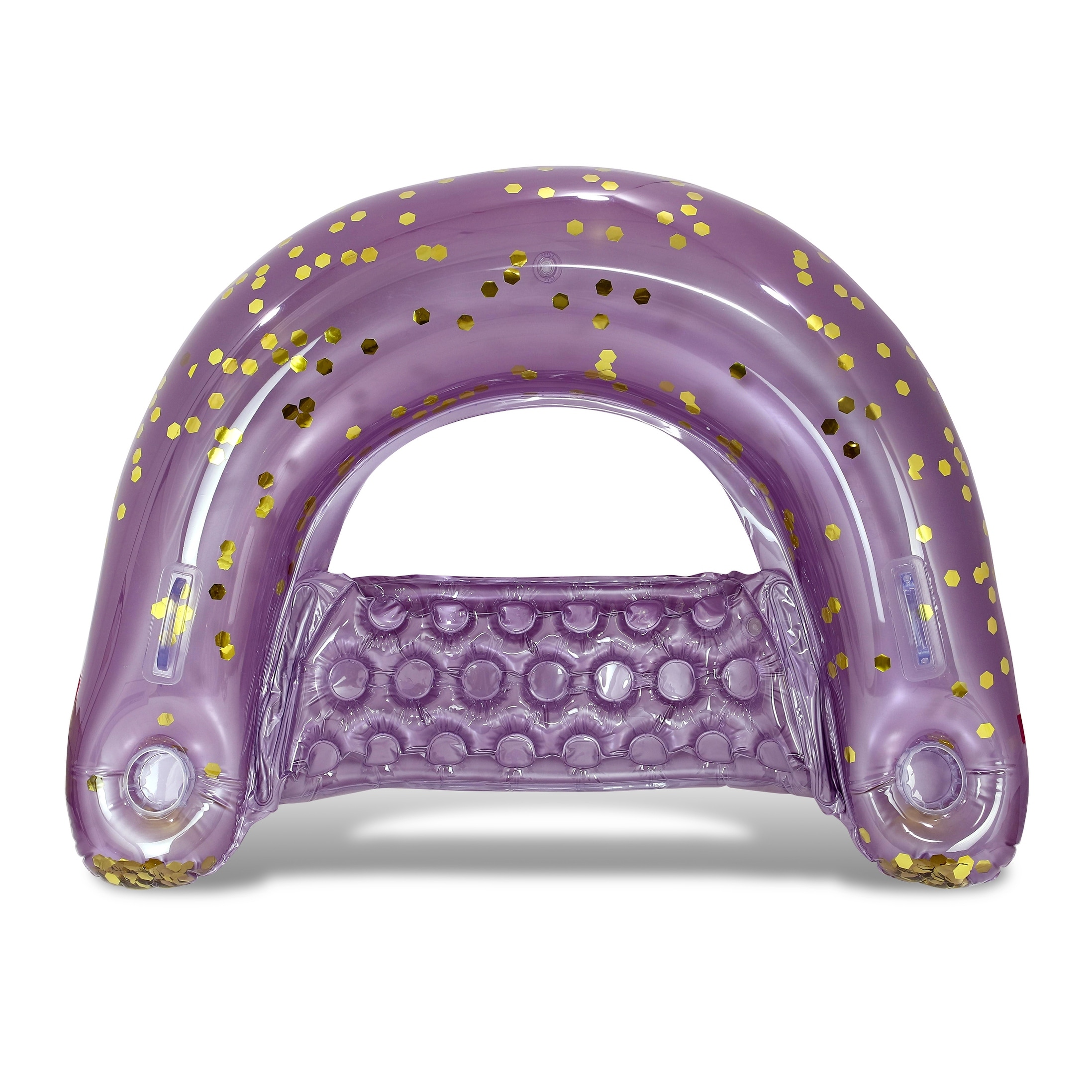POZA Inflatable Purple Gold Pool Float Chair w/ 2 Built-in Cup Holders - 48×38 Inches