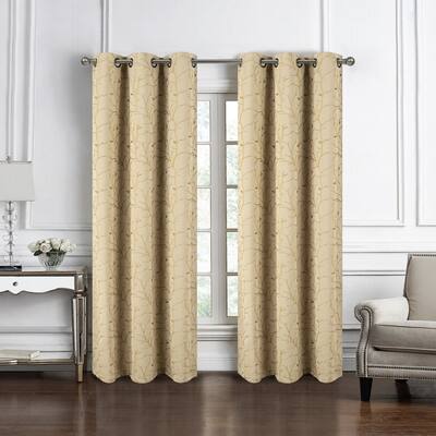 Luciana Vines Embroidered Privacy Window Curtain Panel Pair