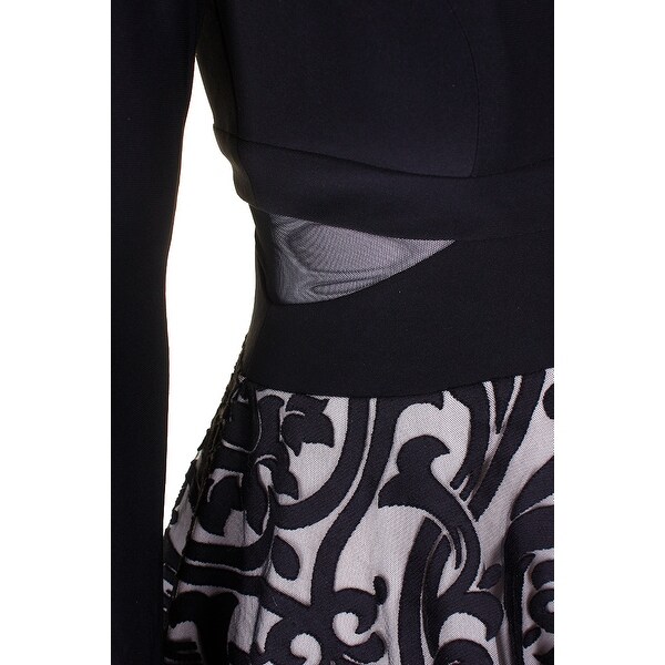 xscape long sleeve fit and flare dress