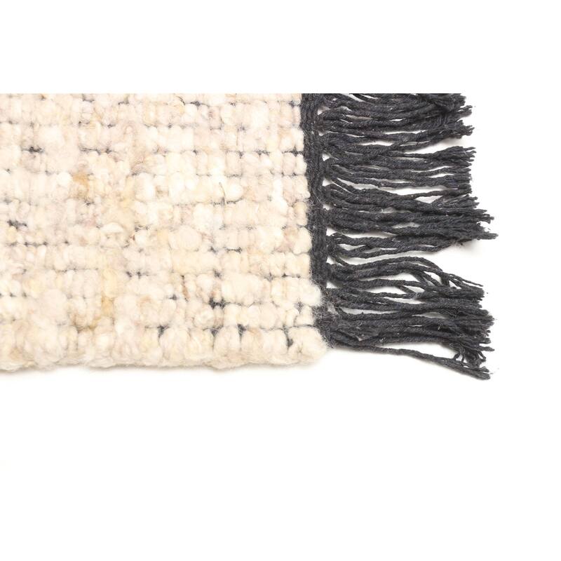 ECARPETGALLERY Braid weave Sienna Light Grey Wool Rug - 5'2 x 6'6