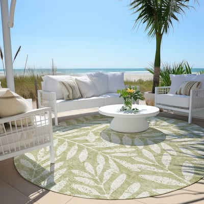 Machine Washable Indoor/ Outdoor Chantille Palm Rug