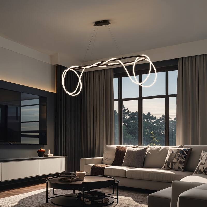 Silicone Rope/Metal Dimmable Integrated LED Chandelier, By JONATHAN Y