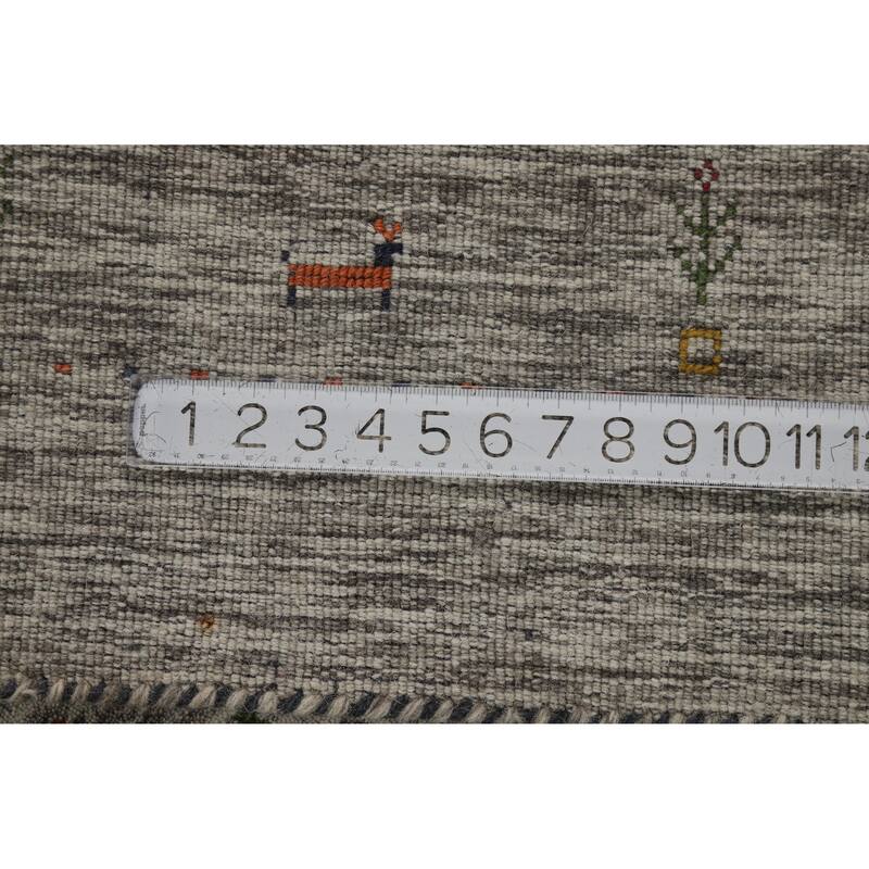 Hand Knotted Oriental 100% Wool Carpet Tribal Stripe Beige & Ivories Gabbeh Area Rug - 5' 11'' X 3' 11''