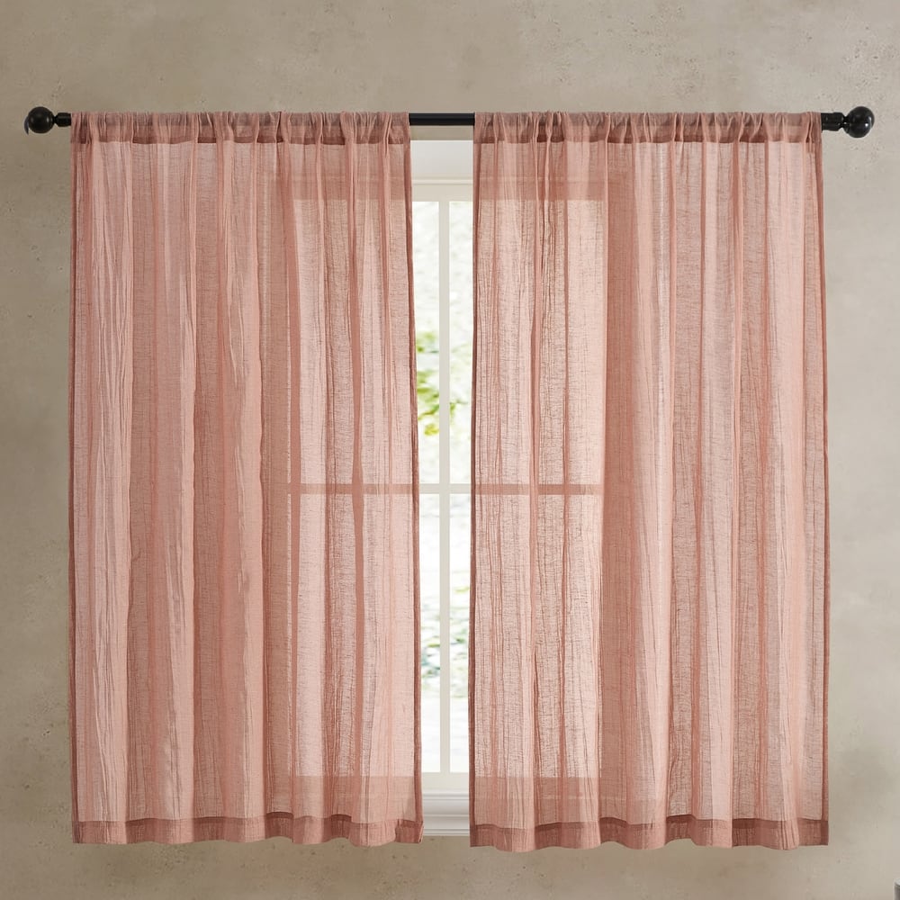 French Connection Charter Crushed Rod Pocket Window Curtain Pair