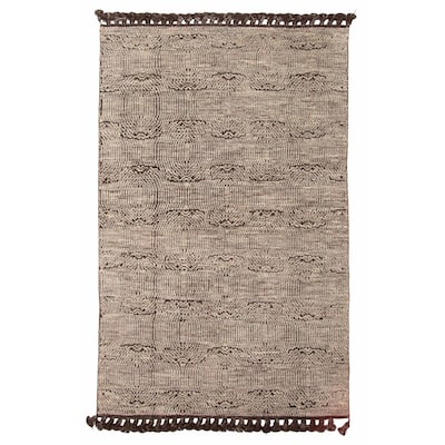 ECARPETGALLERY Hand-knotted Tangier Taupe Wool Rug - 5'0 x 7'10
