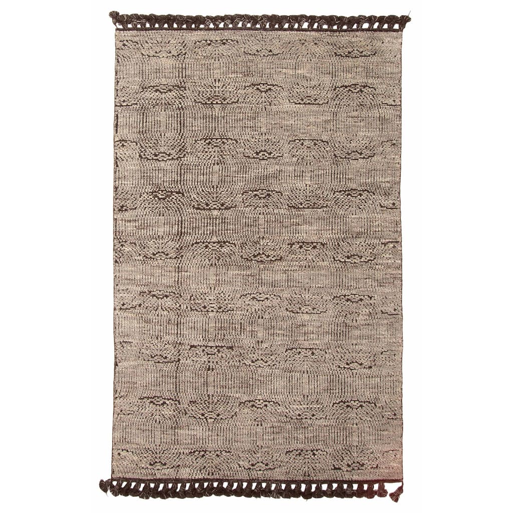 ECARPETGALLERY Hand-knotted Tangier Taupe Wool Rug - 5'0 x 7'10