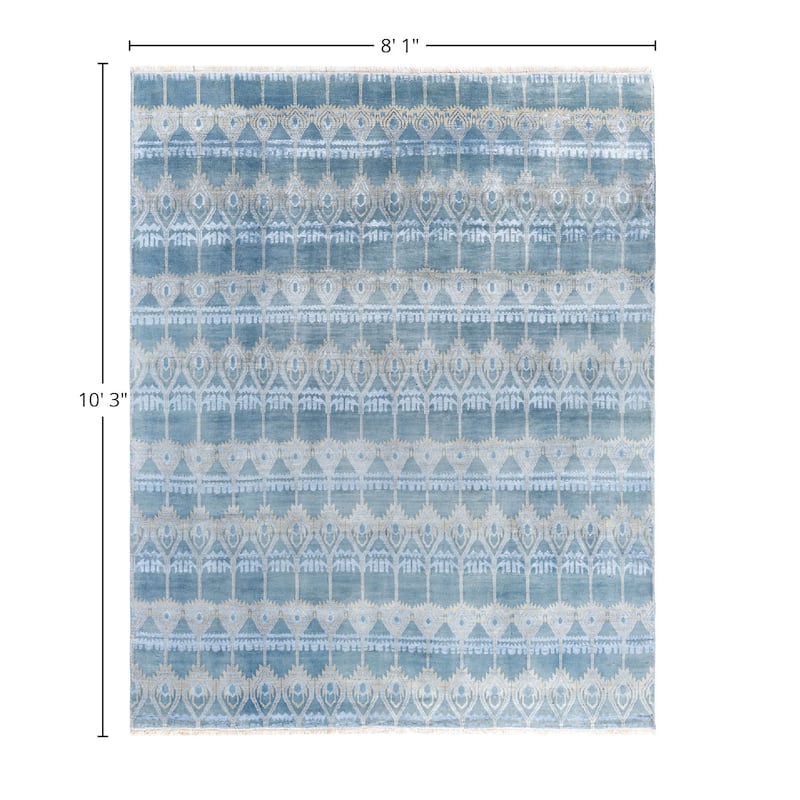 Ikat One-of-a-Kind Hand-Knotted Area Rug, Gray - 8' 1" x 10' 3"