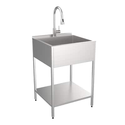 Transolid 24-in W x 22-in D x 35-in H Stainless Steel Laundry Sink and Wash Stand - 24-in x 22-in