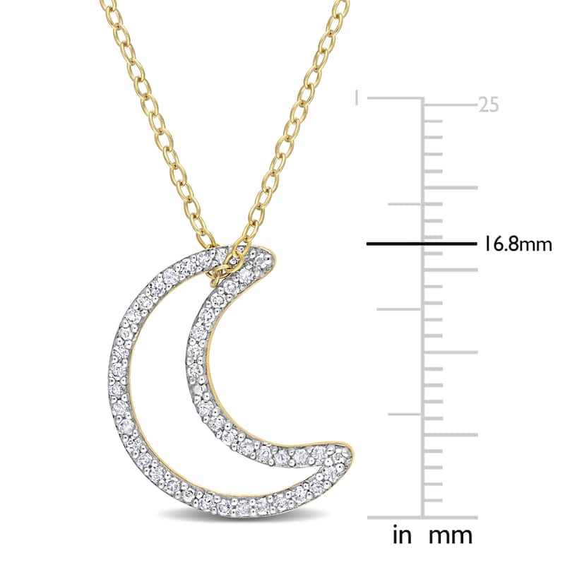 Miadora 1/5ct TDW Diamond Crescent Moon Necklace in Yellow Plated Sterling Silver