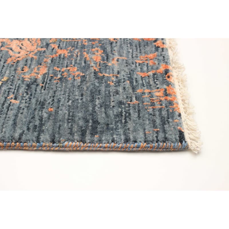 ECARPETGALLERY Hand-knotted Heritage Dark Teal Silk, Wool Rug - 2' 6" x 10' 2"
