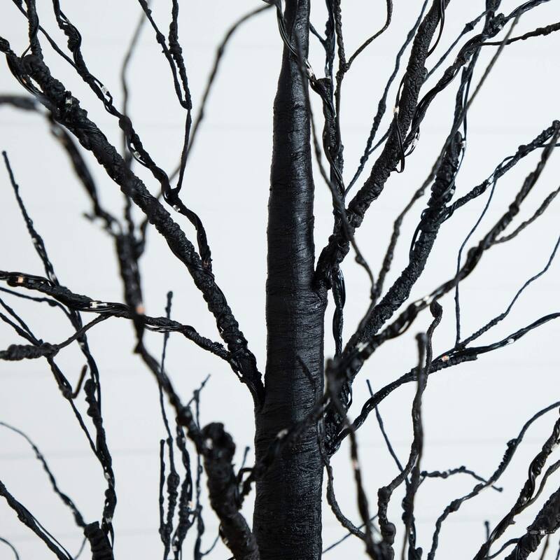 Pre-Lit Black Twig Artificial Halloween Tree - 7' - Multicolor LED Lights