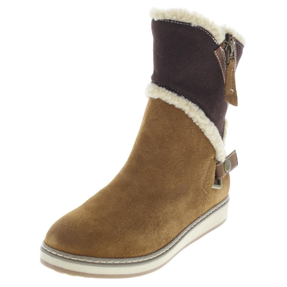 Shop White Mountain Womens Teague Winter Boots Suede Colorblock
