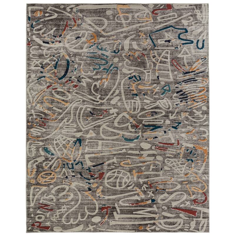 Katie Merz SPORTSGLYPHS Basketball Area Rug - 6' x 8'9" - Grey
