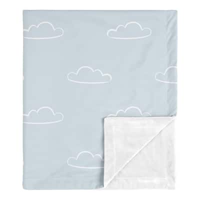 Blue Clouds Boy Baby Receiving Security Swaddle Blanket - Slate White Cloud Sky for Vintage Airplane Aviator Aviation Collection