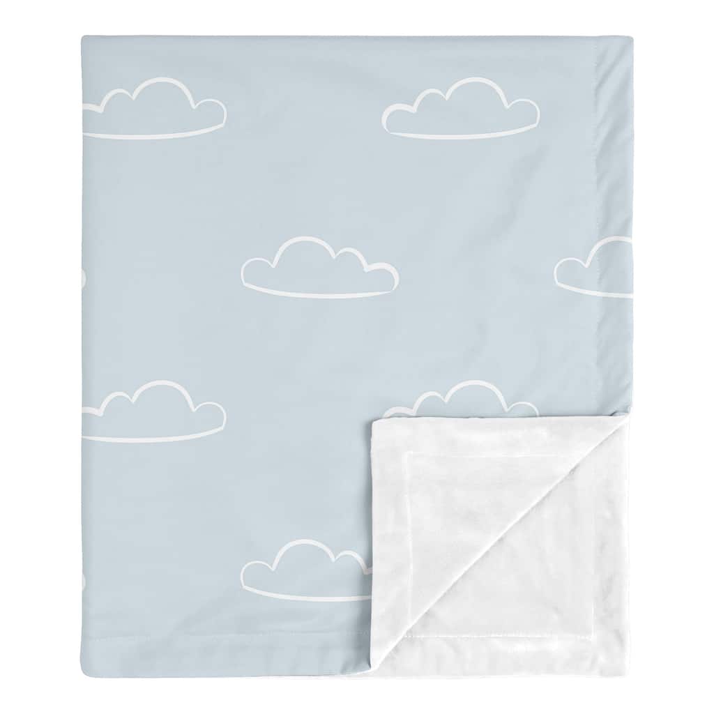 Blue Clouds Boy Baby Receiving Security Swaddle Blanket - Slate White Cloud Sky for Vintage Airplane Aviator Aviation Collection