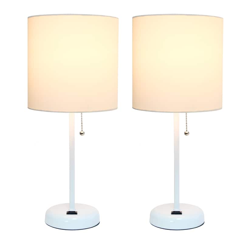Simple Designs 19.5" 2 Pack Table Desk Lamp Set with Charging Outlet - 19.50