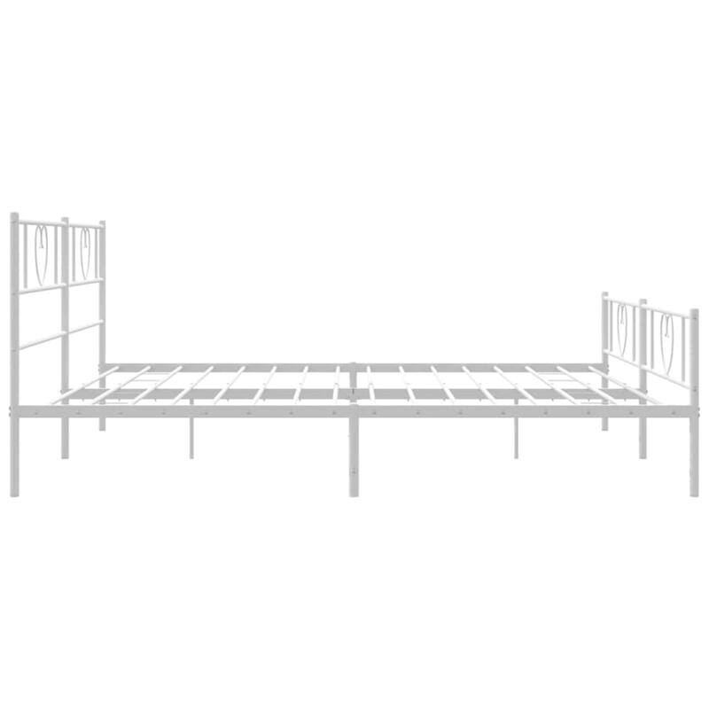 vidaXL King Metal Bed Frame with Headboard, White, No Mattress - 81.5" x 78" x 35.4"