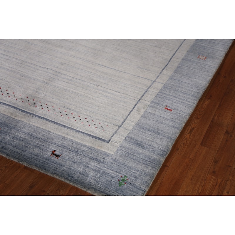 Gabbeh Indian Area Rug Hand-Knotted Tribal Beige Wool Carpet - 5'5" x 7'7"