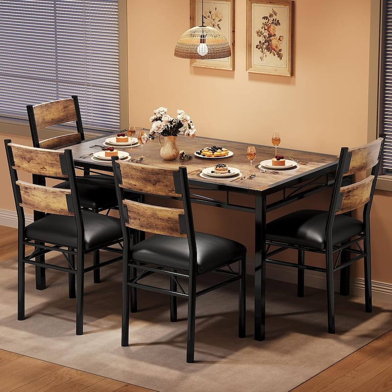 5-Piece Modern Space-Saving Dining Table Set for Small Space, Dining Room, Apartment